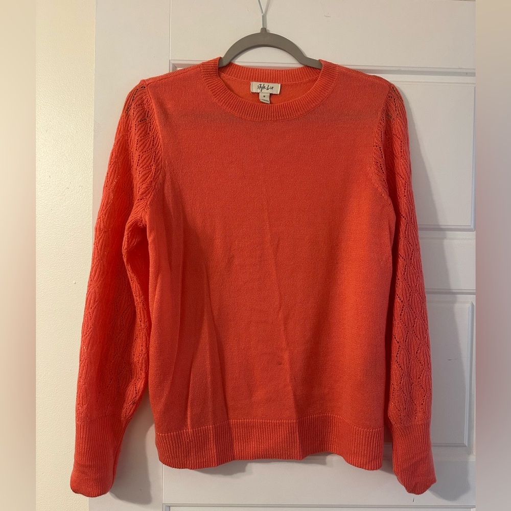 Style & Co. Vibrant Orange Crew Neck Sweater
